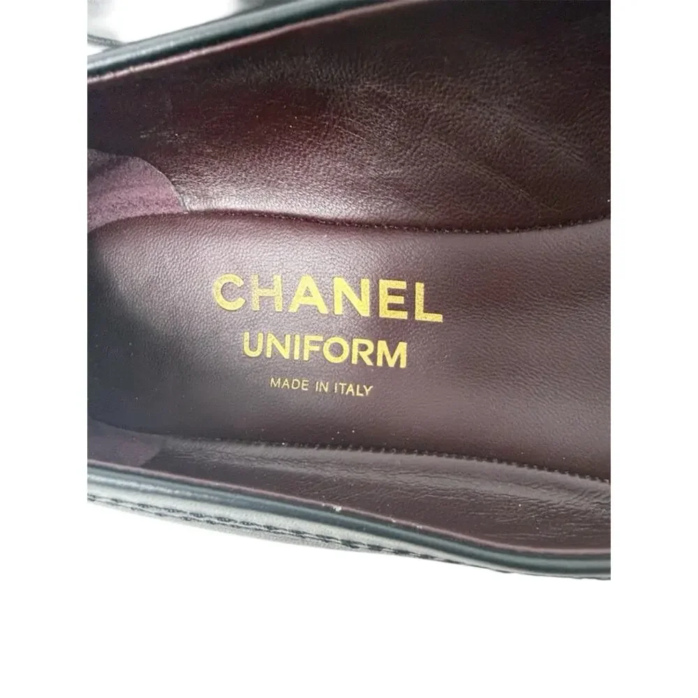 Chanel Lambskin Cap Toe CC Uniform Ballet Ballerina Flats Size 38.5